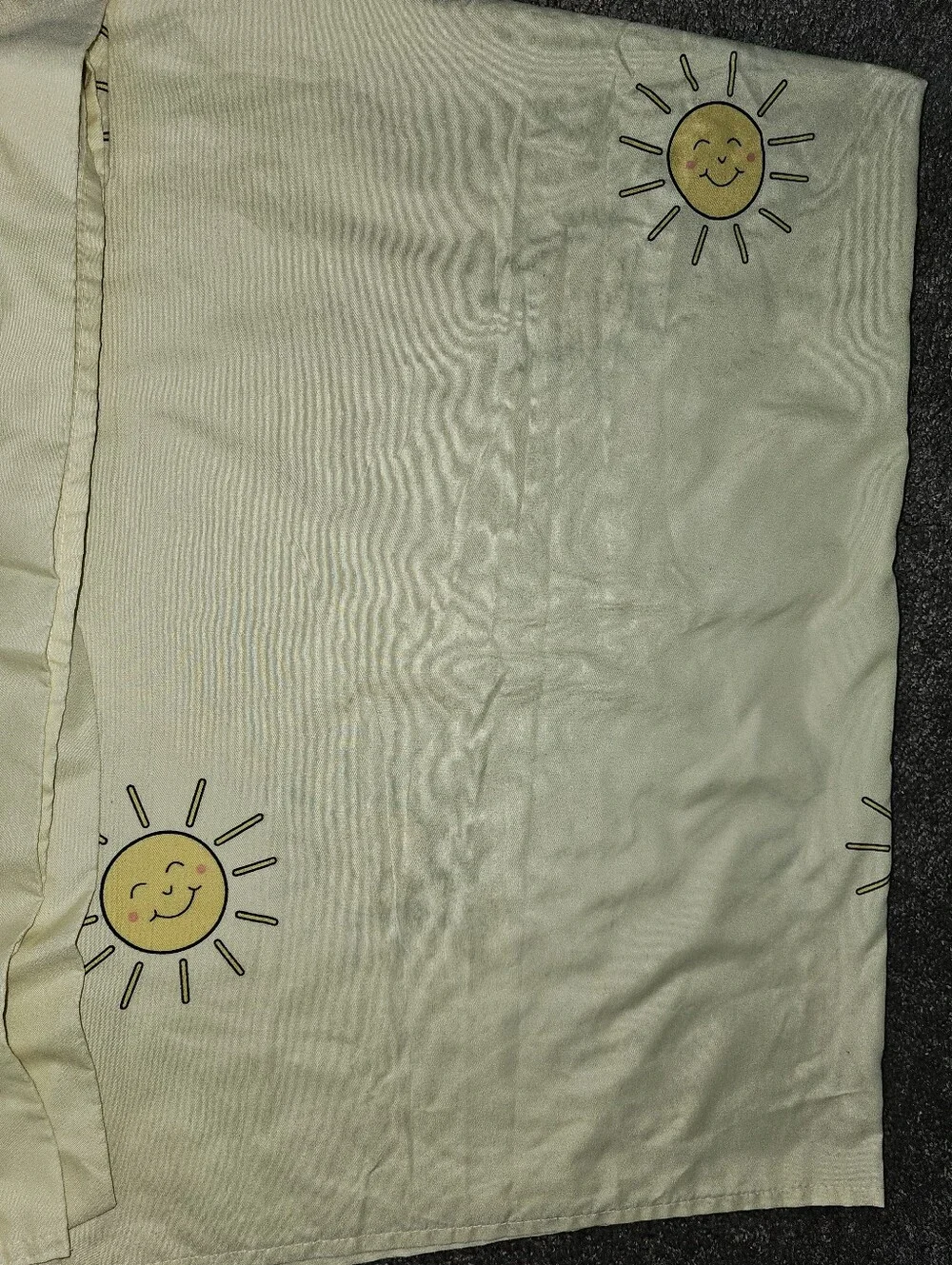 Crib Toddler Bedding Yellow With Smiling Sun - Fitting Sheet & Flat Sheet EUC